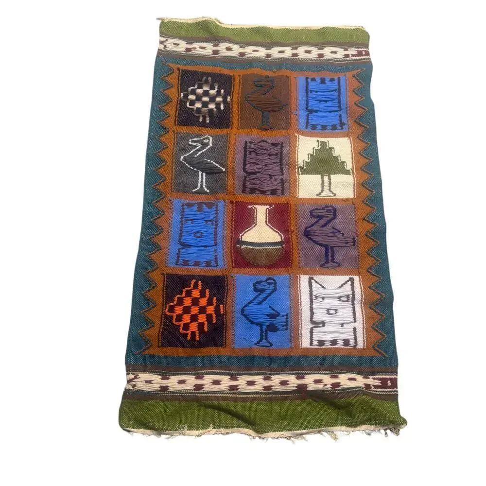 Vintage Hand Made Wall Tapestry Woolen Woven Tapestry Size 25”X46” NEW